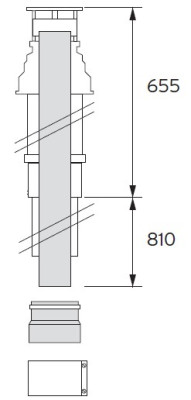 Svislé odkouření včetně střešního nástavce Ø 80/125mm , PP, odkouření pro Konden